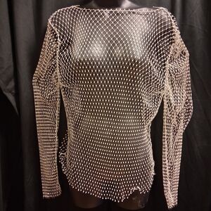 Elegant Mesh Long Sleeve Top